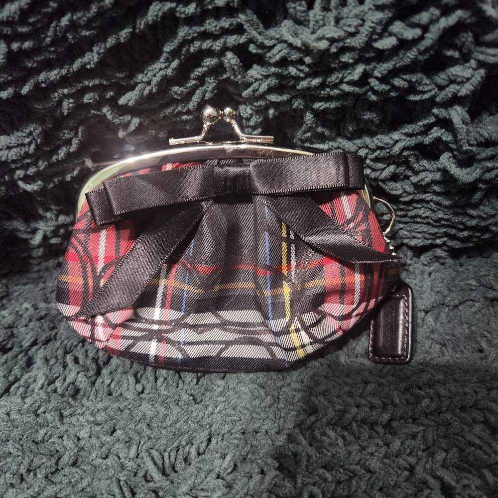 Coach Tartan Kisslock In Black And Red NWT